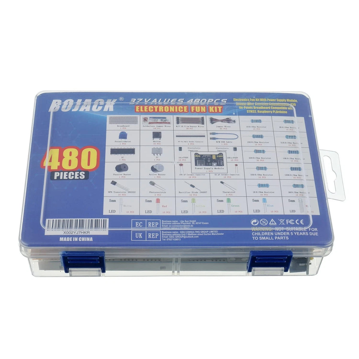 BOJACK 37 Values 480 Pcs Electronics Component Fun Kit with Power Supply...