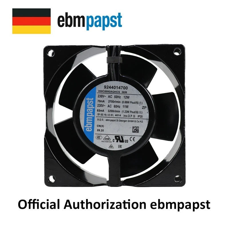 Ebmpapst 3656 Axial Fan 230V 70/65mA 2700RPM 2Wires 90*90*38MM Ebm Cooling Fan