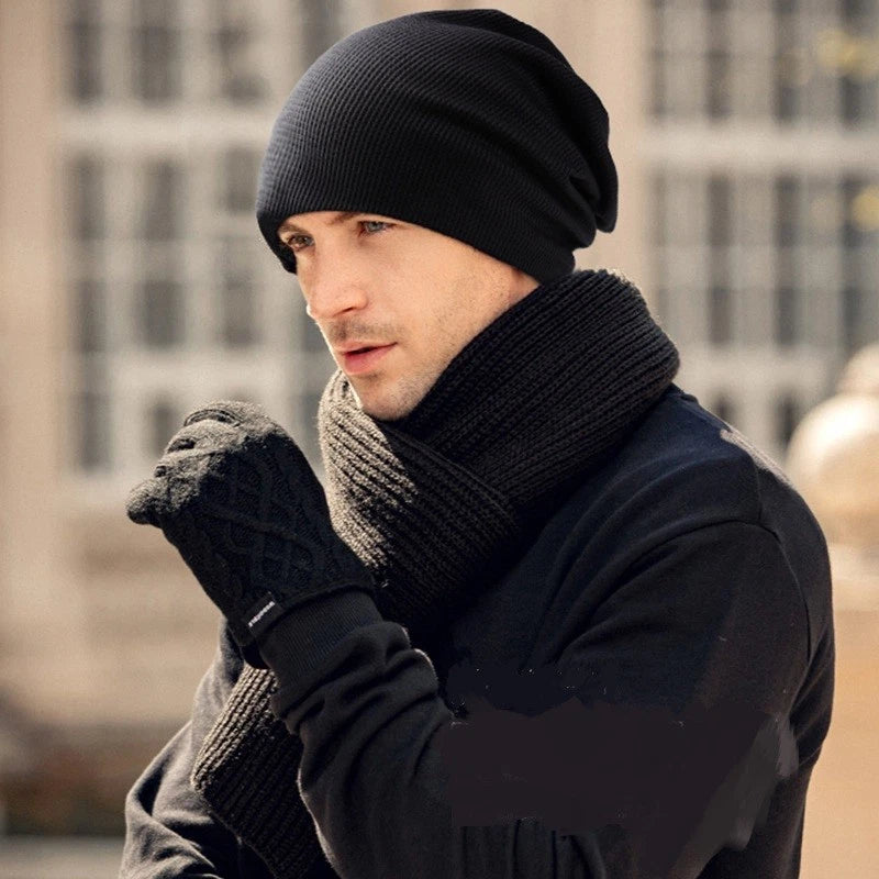 Black Men Women Baggy Cap Slouch Oversize Hat Ski Beanie Winter Knit Warm G