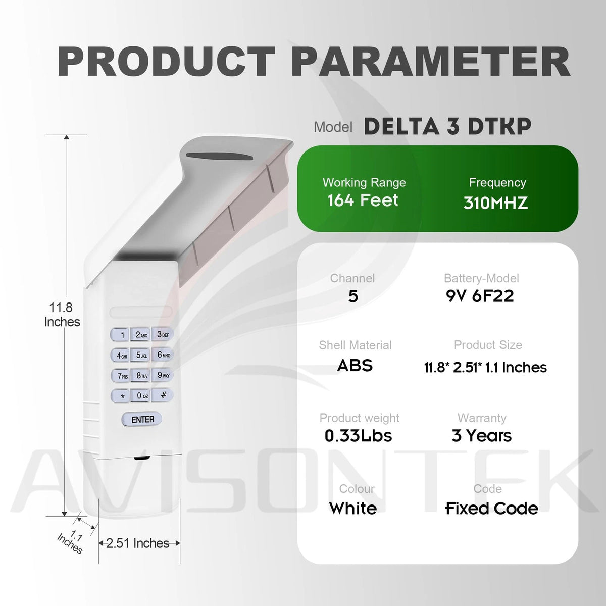 1 for Linear Delta 3 DTKP Garage Door Opener Keypad 1 X Keypad, White