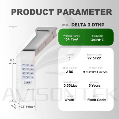 1 for Linear Delta 3 DTKP Garage Door Opener Keypad 1 X Keypad, White