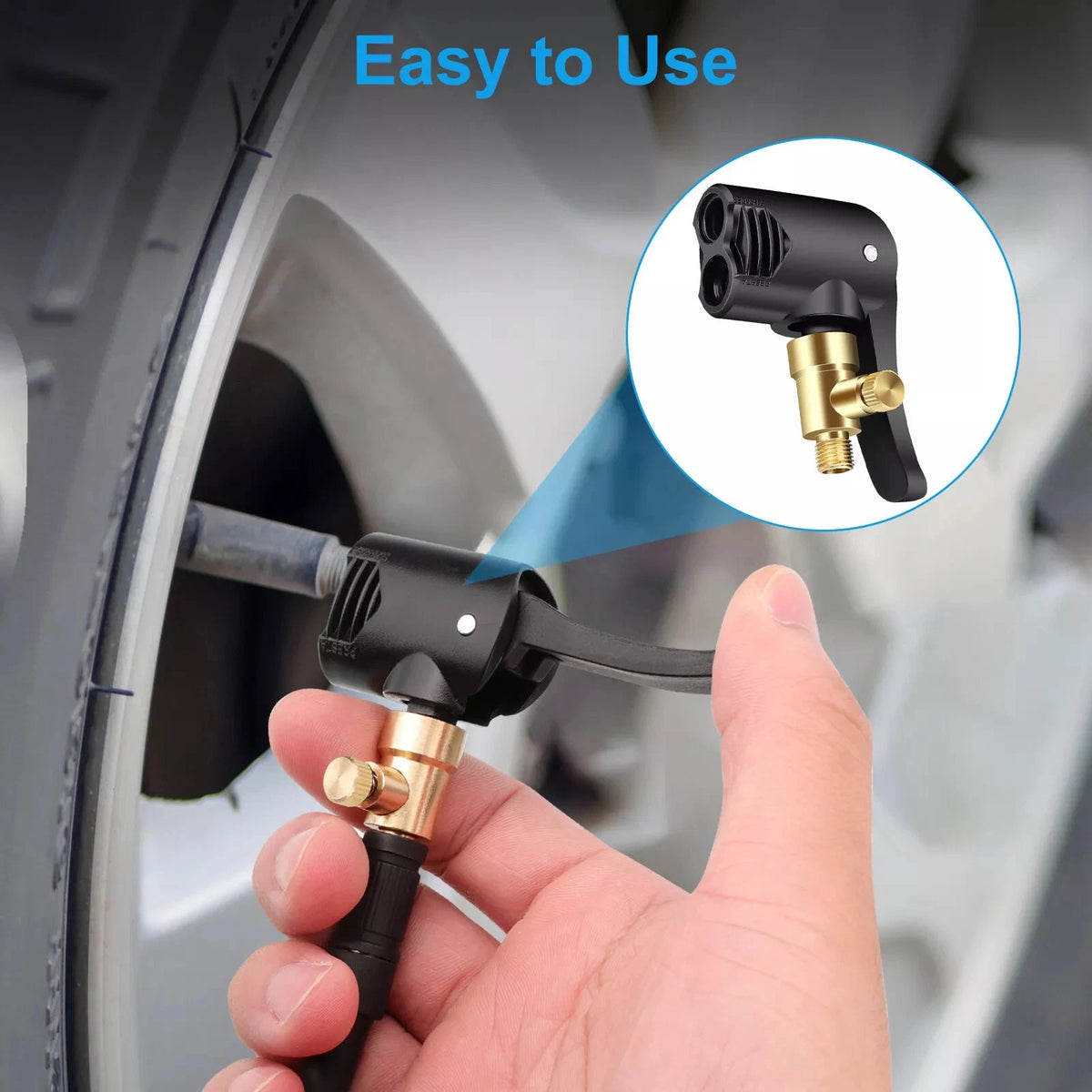 2PCS 2-in-1 Dual Head 7.8mm Male Thread Deflateable Air Chuck Accessories Tool