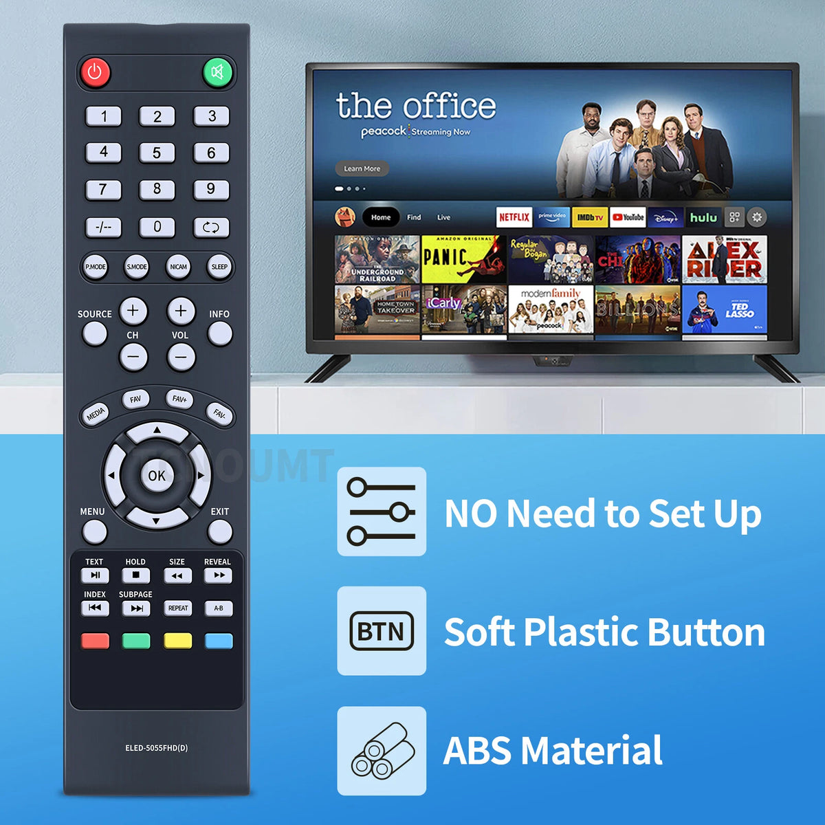Replacement Remote Control For Elekta 50 Inch FHD LED TV ELED-5055FHD
