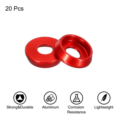 MECCANIXITY M3 Cone Cup Countersunk Washers,Hole Dia 3mm/0.12" M3, Red