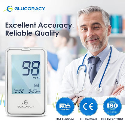 Glucoracy Blood Glucose Monitor Kit with 100 Sugar Test 100 Strips