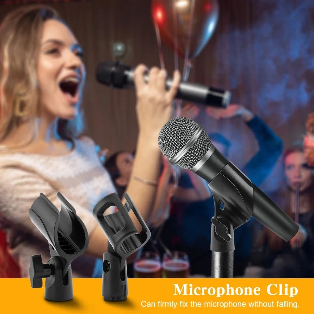 RVXlRDN 3 pcs Universal Microphone Clip Holder, Adjustable free size, Black