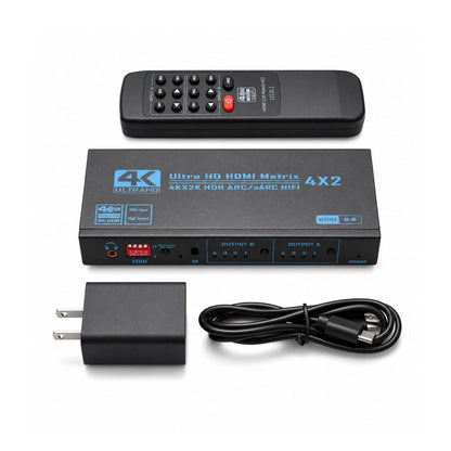 4K 60Hz HDMI Matrix Switcher Splitter 4 In 2 Out For Apple TV For Fire Stick