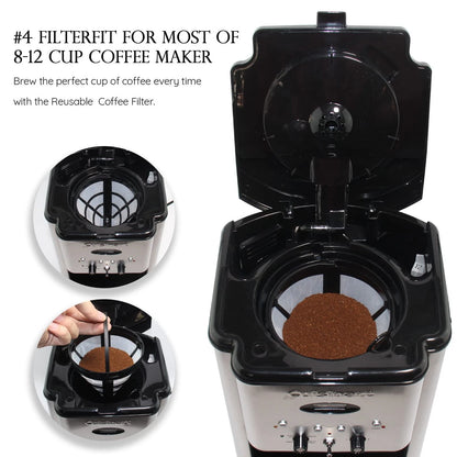 Cestlaive (4-Pack) No.4 Cone Reusable Replacement Coffee Maker #4, Black