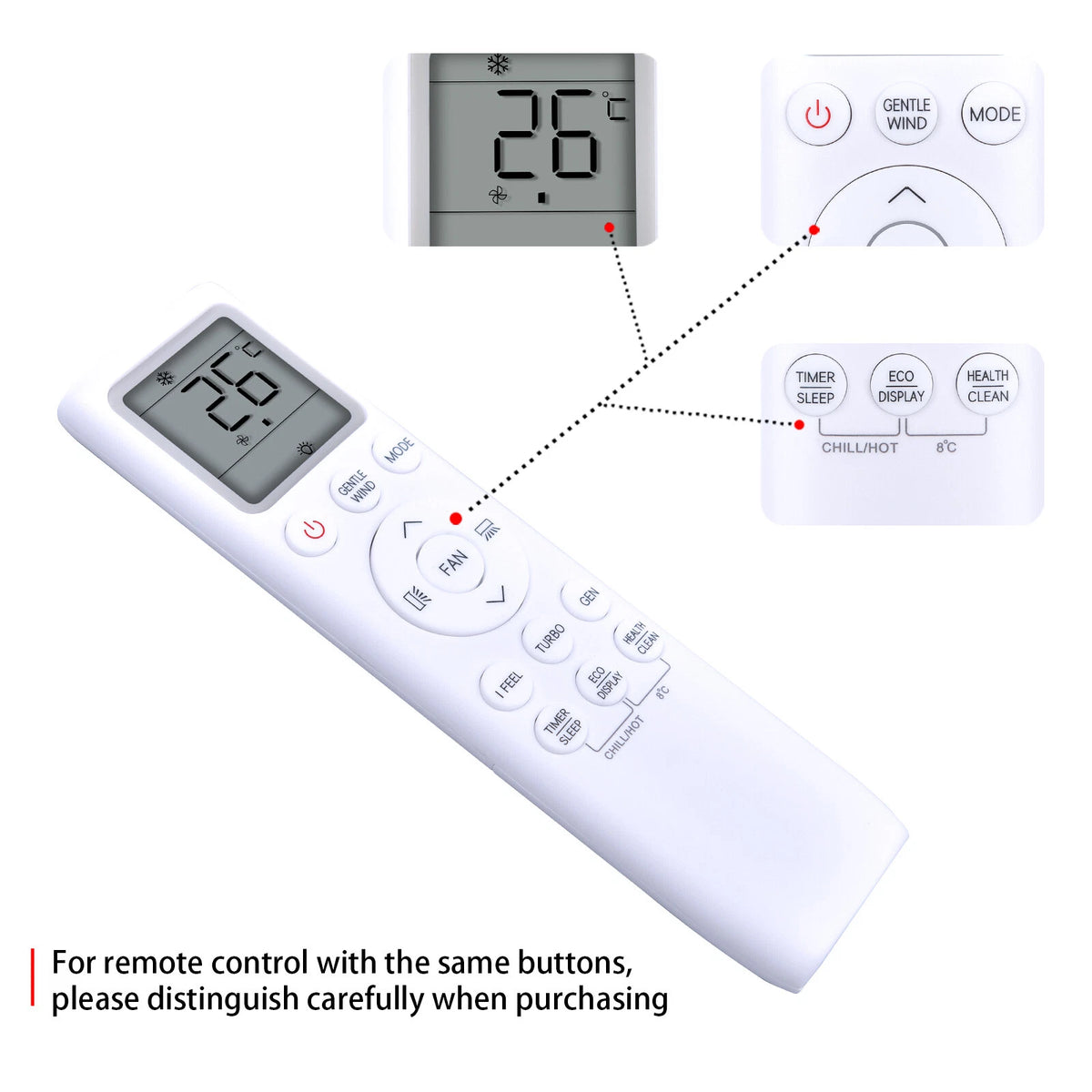 ES-AC110 Replacement Remote Control For TCL AC-257 Air Conditioner