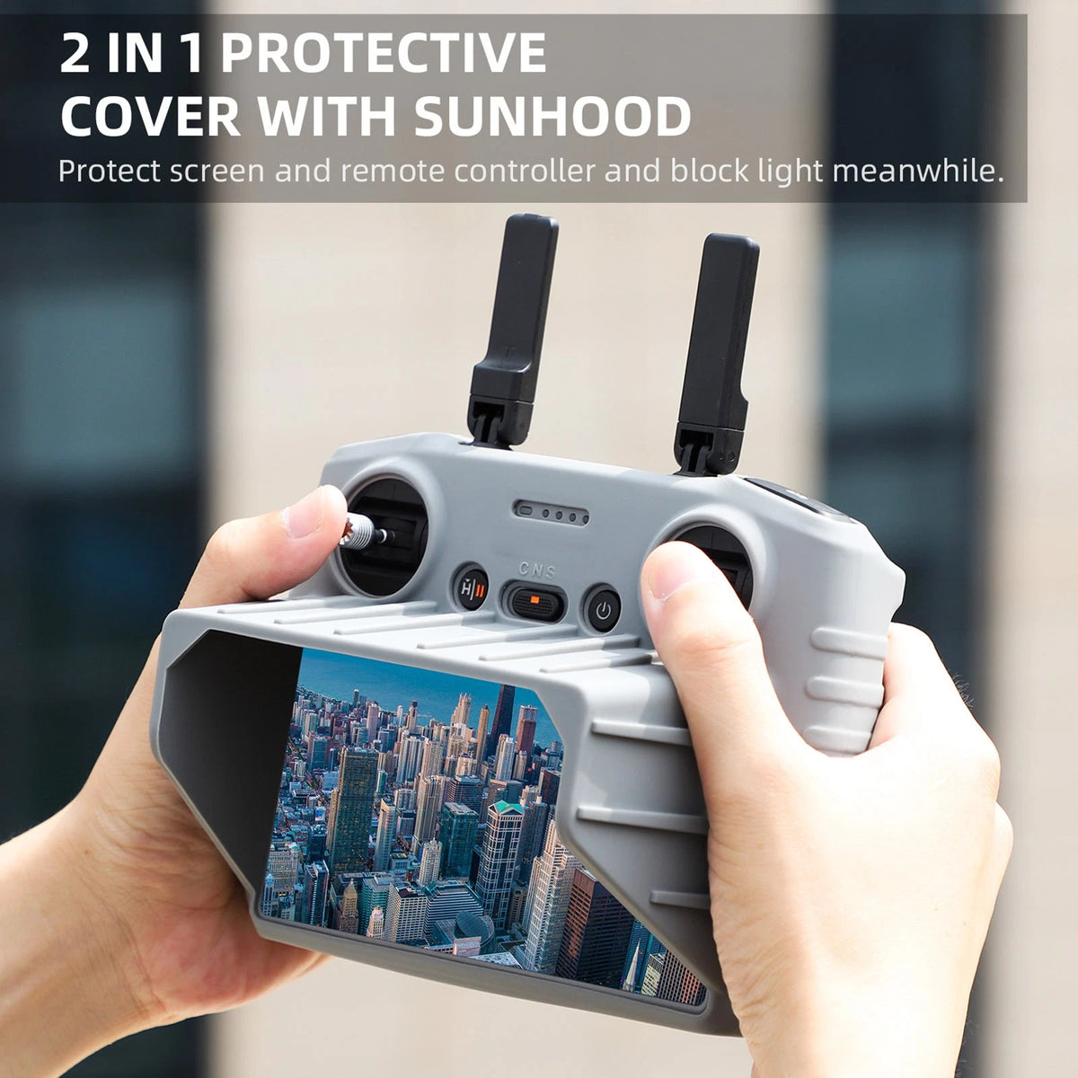 Grey  Protective Case With Sun Shade Hood For DJI Air 3 RC 2 Remote Control