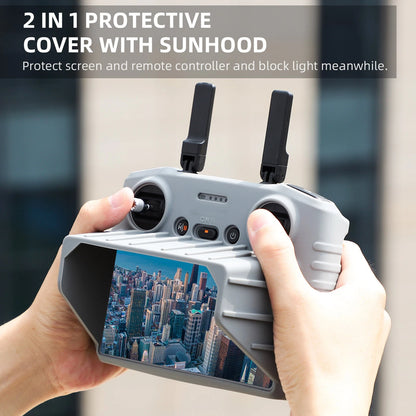 Grey  Protective Case With Sun Shade Hood For DJI Air 3 RC 2 Remote Control