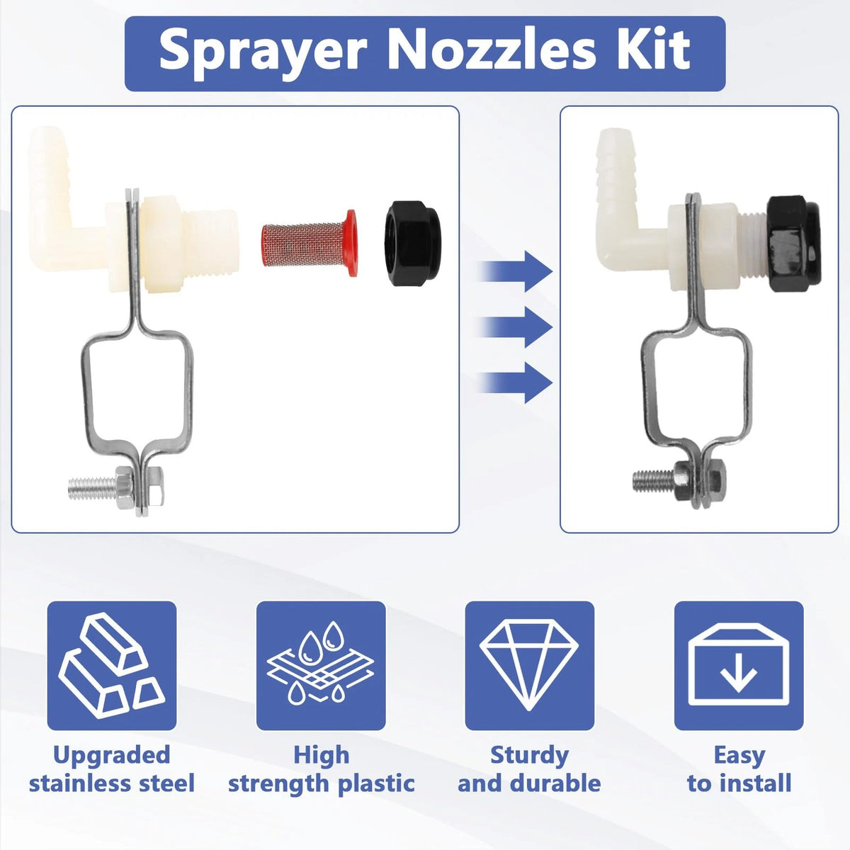 Spray Boom Repair Kit with 2 x 3/8" Polypropylene Elbow 3/8 Inch, White