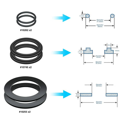 HENMI 25076RP Washer and Ring Kit for 1-1/2in Fittings, 1.5 inches, Black