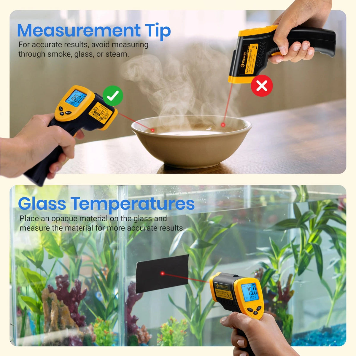 Etekcity Infrared Thermometer Laser Temperature Gun -58°F to 842°F, Yellow
