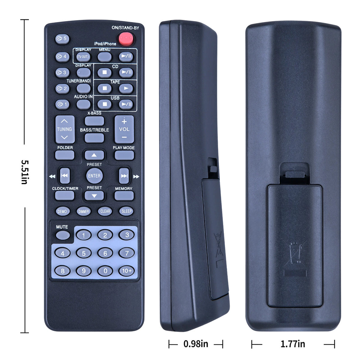 Remote Control For Sharp RRMCGA255AWSA CD Player Stereo System CD-DH950P
