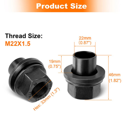 12 Pack 33mm M22x1.5 x 19mm Wheel Nuts Sleeve Nuts M22-1.5x19mm Skirt Flange