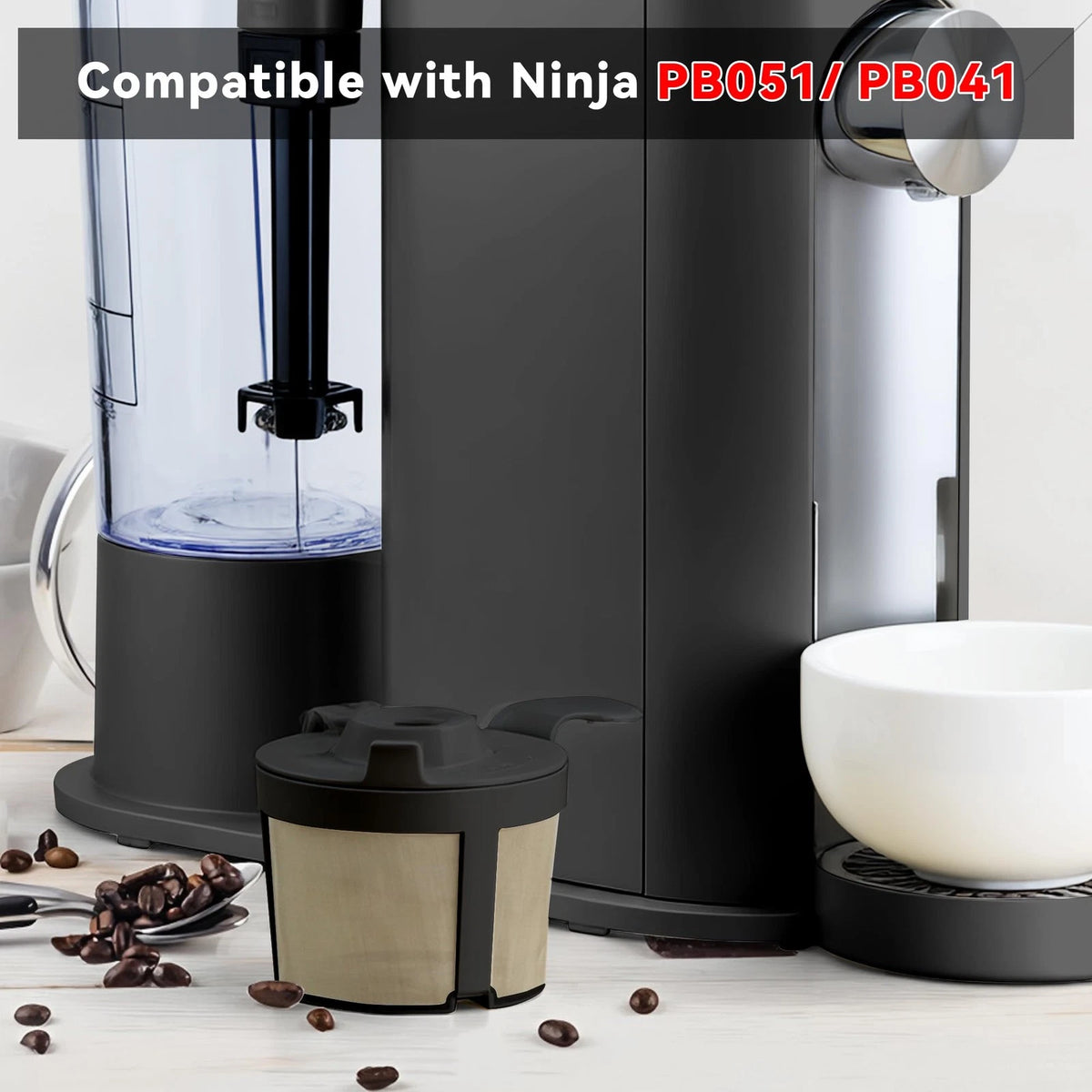Black Permanent Coffee Filter & 100Pcs Paper Filters Compatible