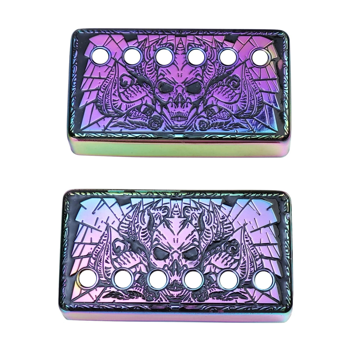 OVSAL Pack of 2 Brass Humbucker Pickup Cover Neck/Bridge Pole Heptachrome