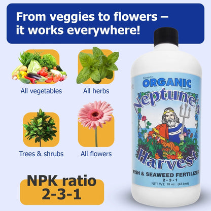 Neptune's Harvest Fish & Seaweed Liquid Fertilizer (2-3-1) - 18oz Pint 18 oz