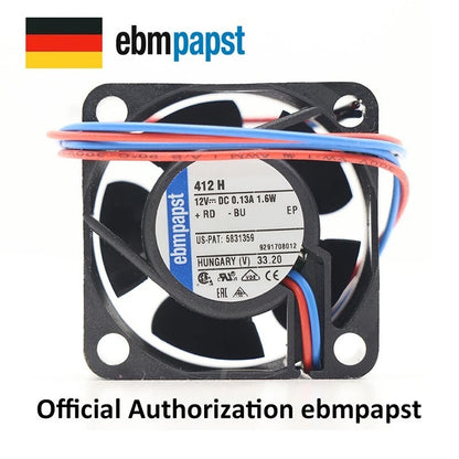Ebmpapst 412H Axial Fan 12VDC 130mA 1.6W 8100RPM 40*40*10mm Cooling Fan