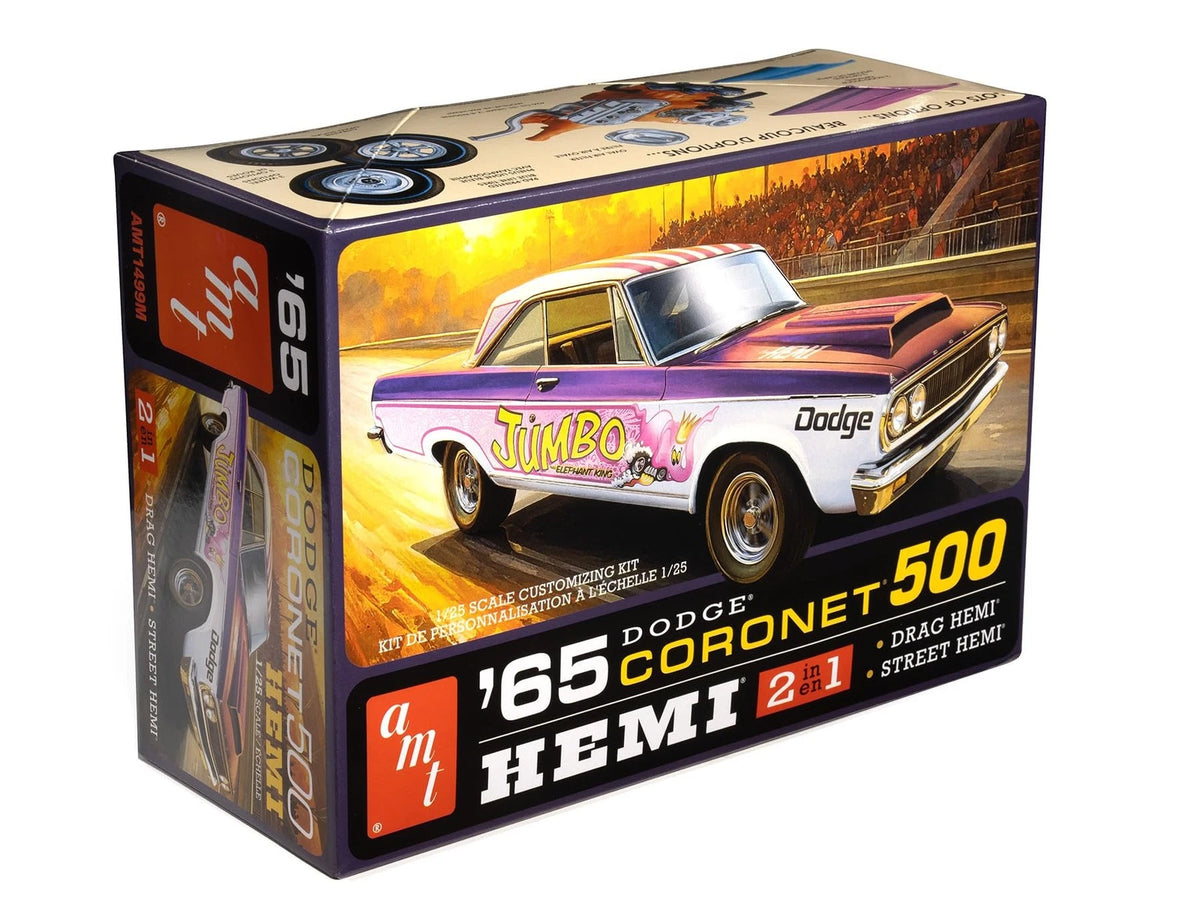 AMT 1965 Dodge Coronet 500 Hardtop HEMI 1:25 Scale Model Kit White
