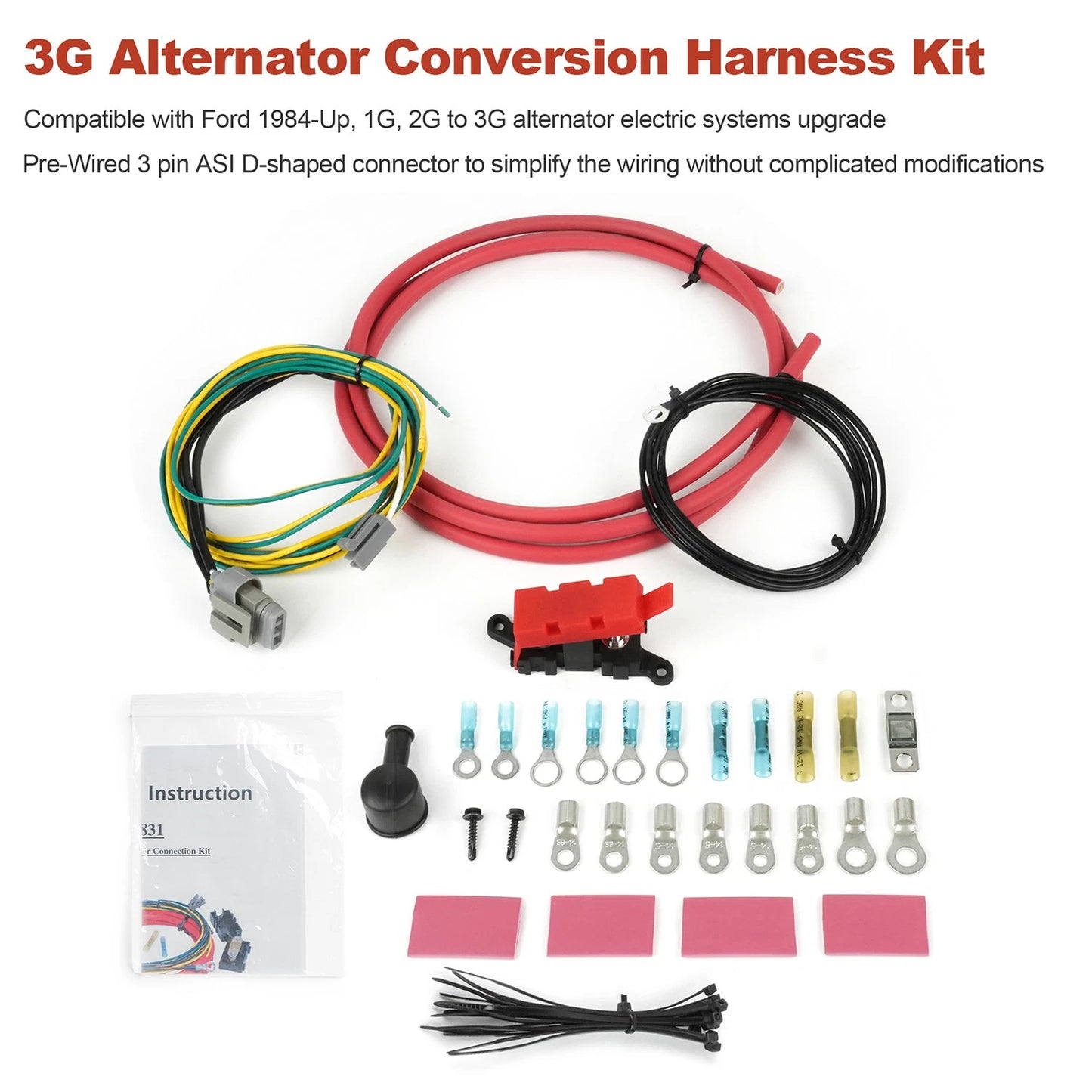 Alternator Wiring Conversion Kit 30831 For Ford 2G to 3G 1984-Up