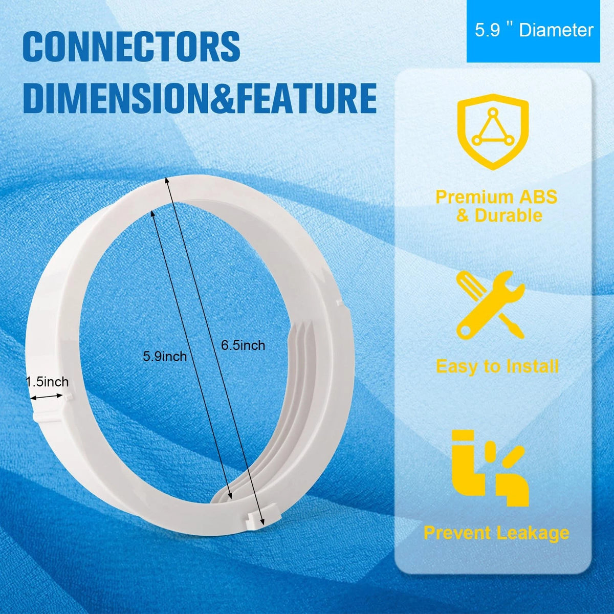 Portable AC Hose Kit with Adapter, Dia 5.9" / L 59" / Coupler AA06, White