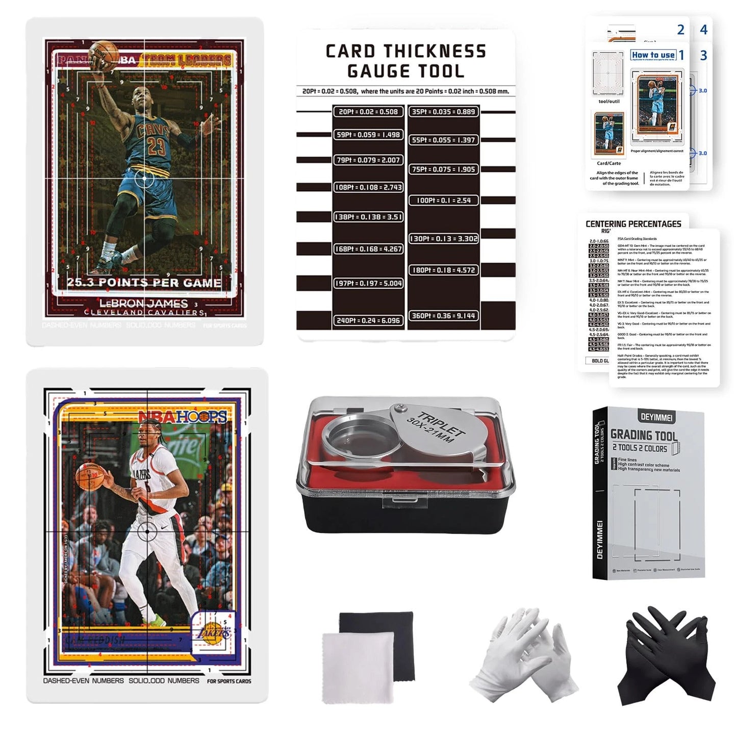 Deyimmei Sports Cards Grading Kit with Thickness One Size, Black and White