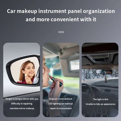 Rechargeable Car Visor Makeup Mirror With Bicolor LED And Adjustable Straps