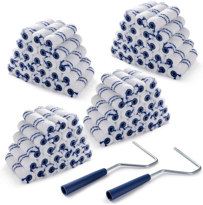 100 Pack 4 Inch Microfiber Paint 4 Roller Kit, 100 Pack, Blue