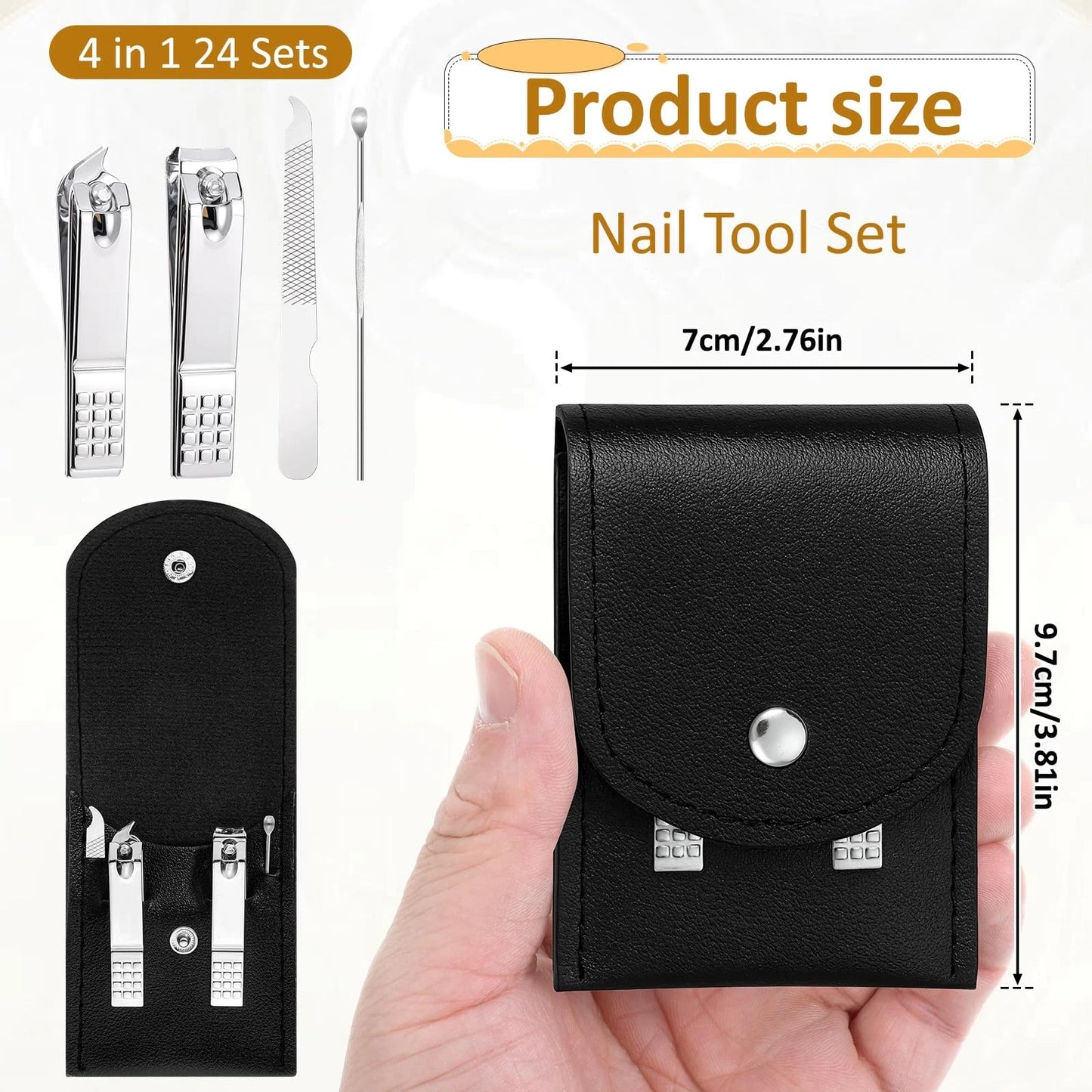 24 Pack Nail Clipper Set Manicure Kit for Women Men Silver