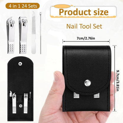 24 Pack Nail Clipper Set Manicure Kit for Women Men Silver