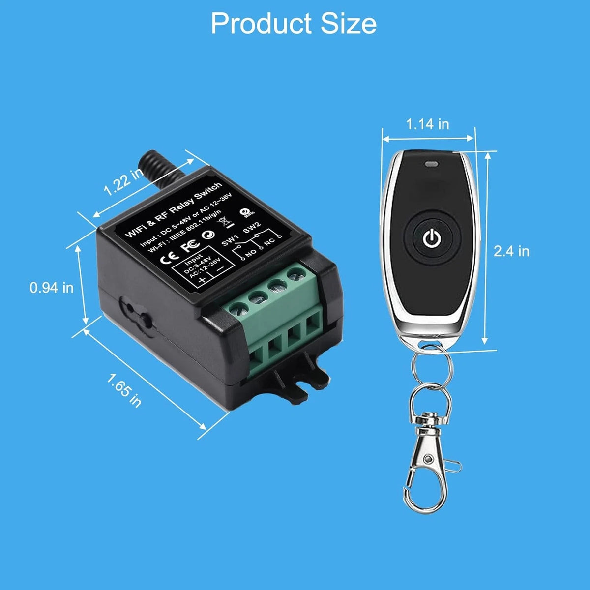 Wireless Remote Switch - + App Dual Control for Door black