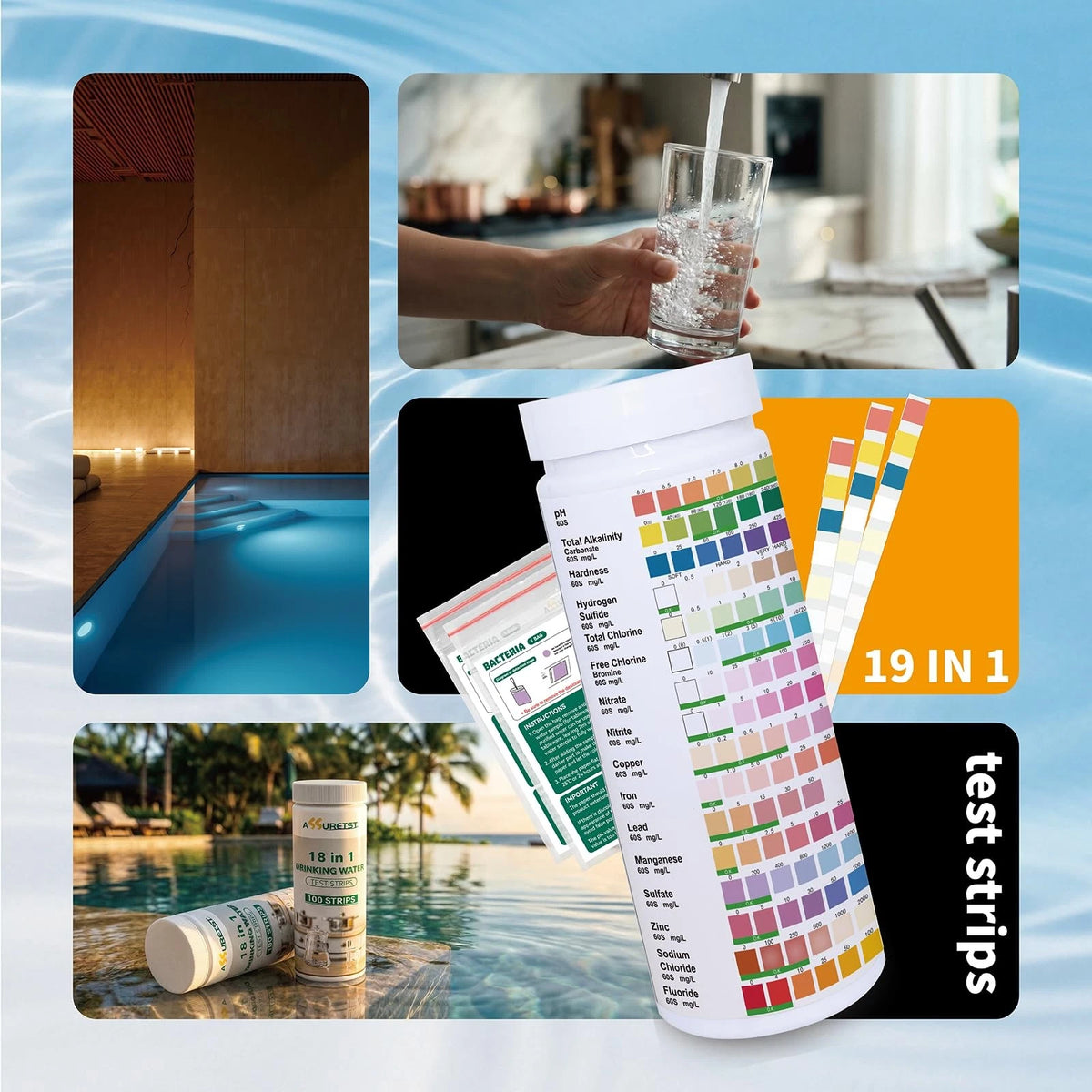 19 in 1 Drinking Water Test Strips, ASSURETST Quality Kit for Tap...