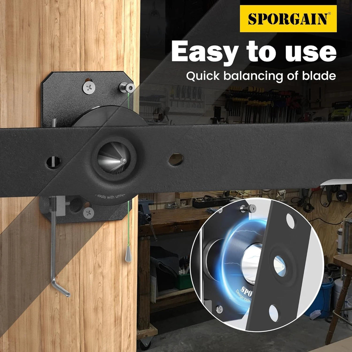 SporGain Lawn Mower Blade Sharpener & Balancer, Black
