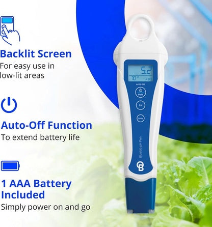 Bluelab pH Pen - ± 0.1 Accurate, Durable Double Junction 1-PACK, Blue