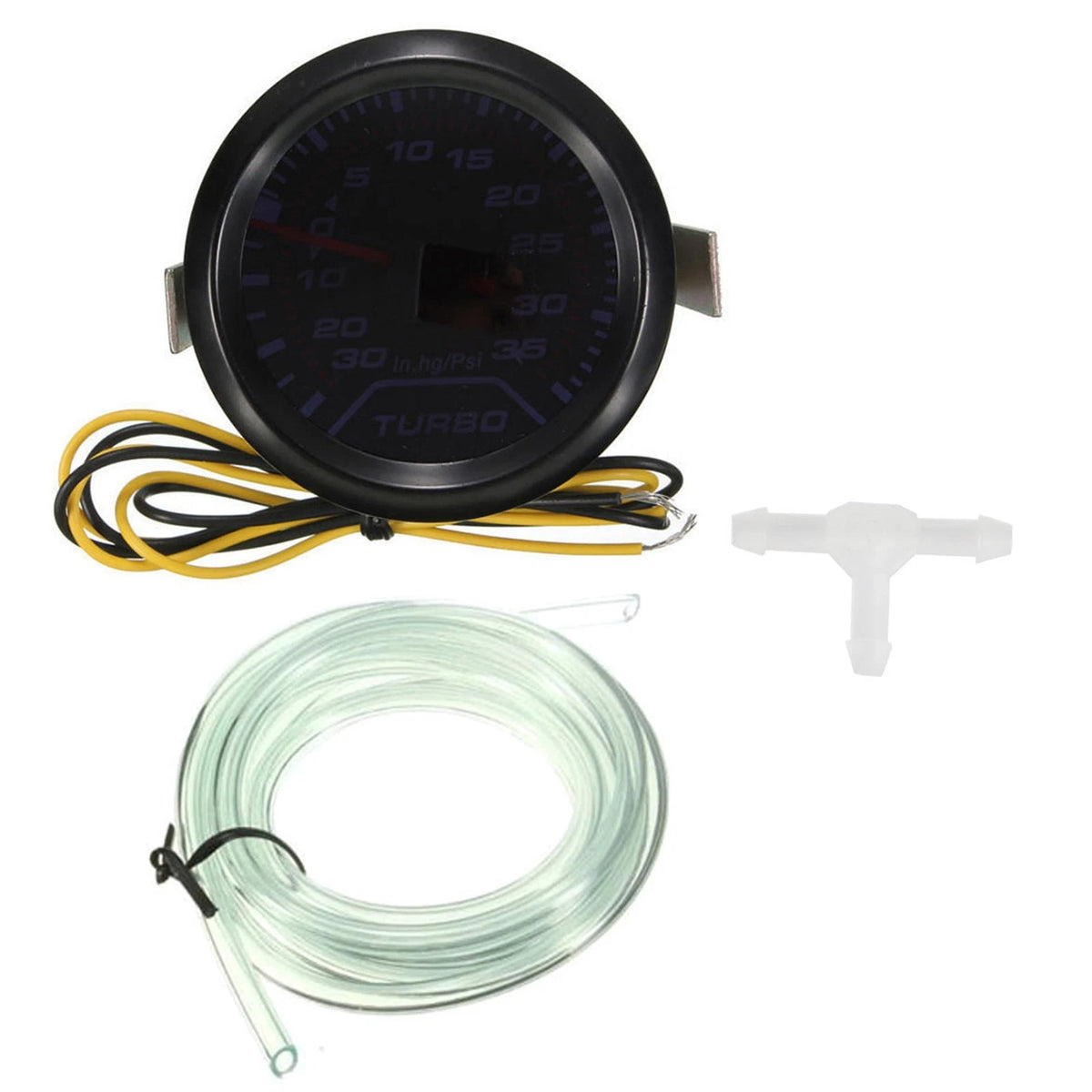Universal 2" 52mm Turbo Boost Gauge 0-35 PSI Pressure Meter Black Bezel Red