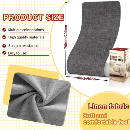 Cahomo Linen Repair Tape 4x79 inch, Self Adhesive Fabric Dark Grey