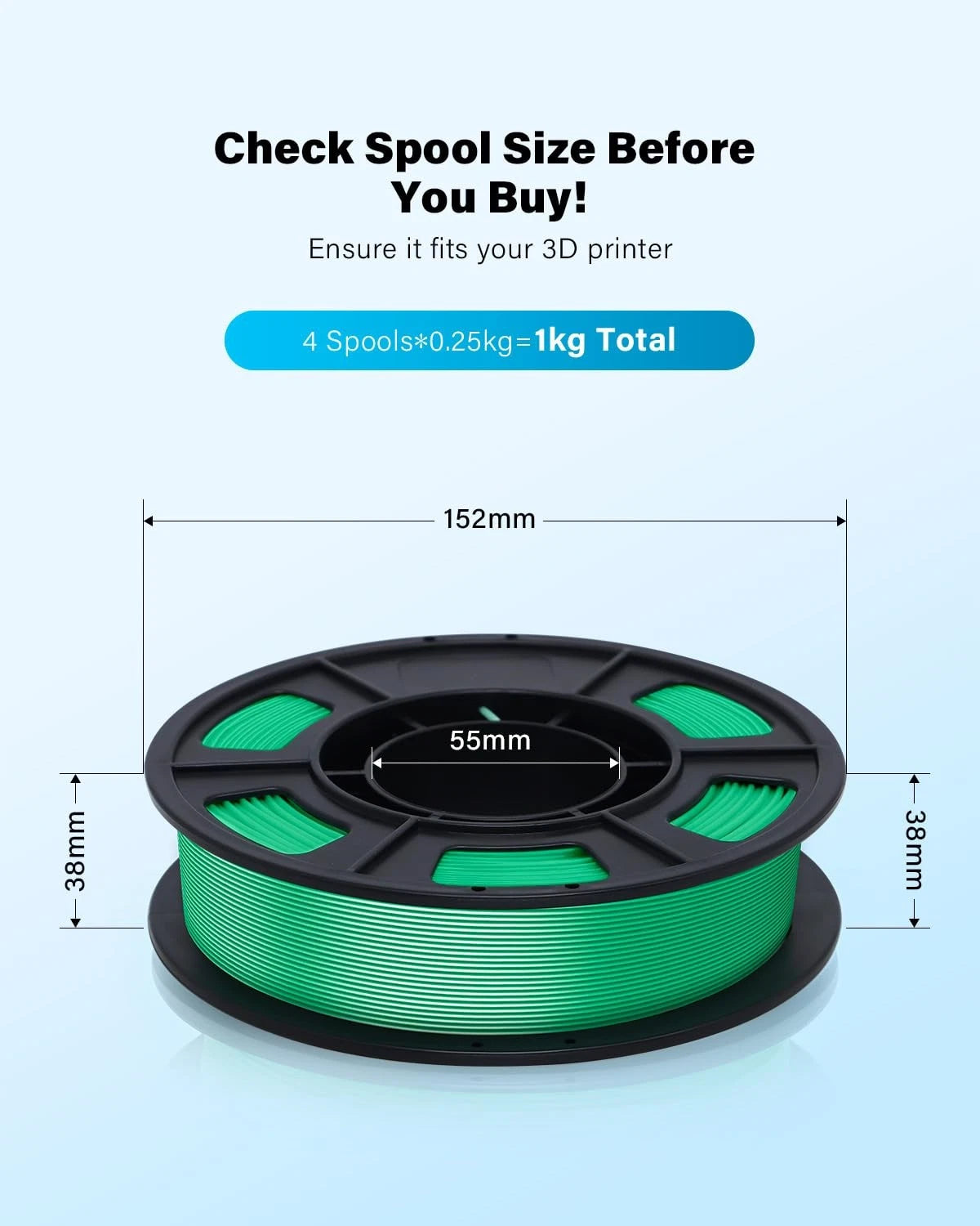 YOUSU 3D Printer Filament Glow PLA, 2-green/Blue/Purple/Rainbow 250g*4