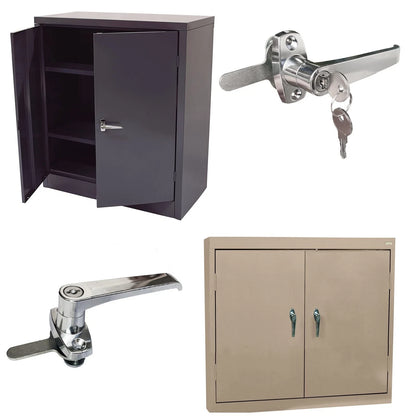 NHDSUO 2 Sets Handle Cam Lock,L-Type Locking Door Handle,Cabinet Chrome