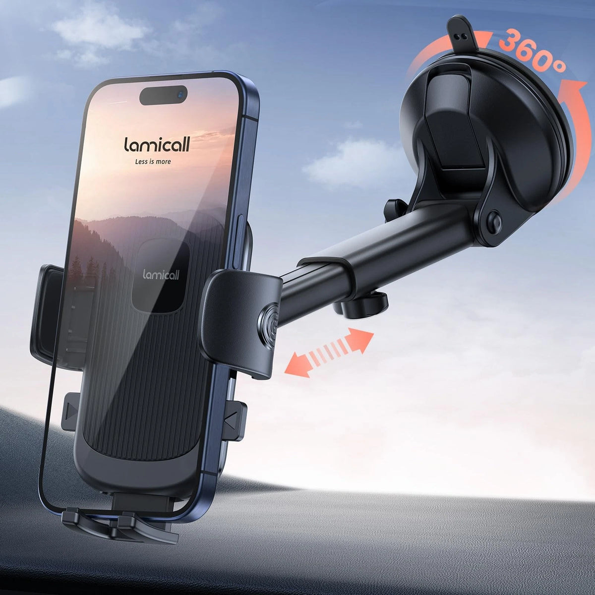 Lamicall Car Phone Approximately 2.8 inches x 3.2 x 7.2 inches, Black