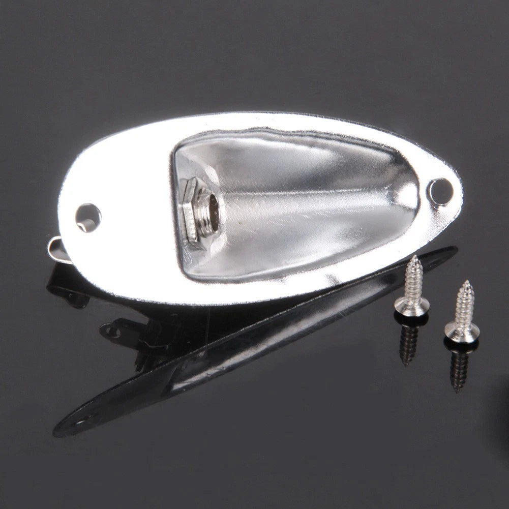 Metal Jack Plug Socket Cover Plate With Screws For FD Strat Guitar Boat Style t