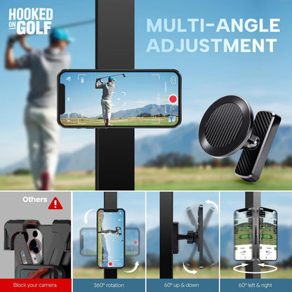 HOOKED ON GOLF Cart Phone Holder Mangetic Black for All Carbon Fiber