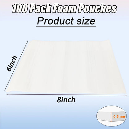 100PCS Cushioning Foam Pouche, 6x8Inch Packing 100PCS-6X8IN(0.5T), White