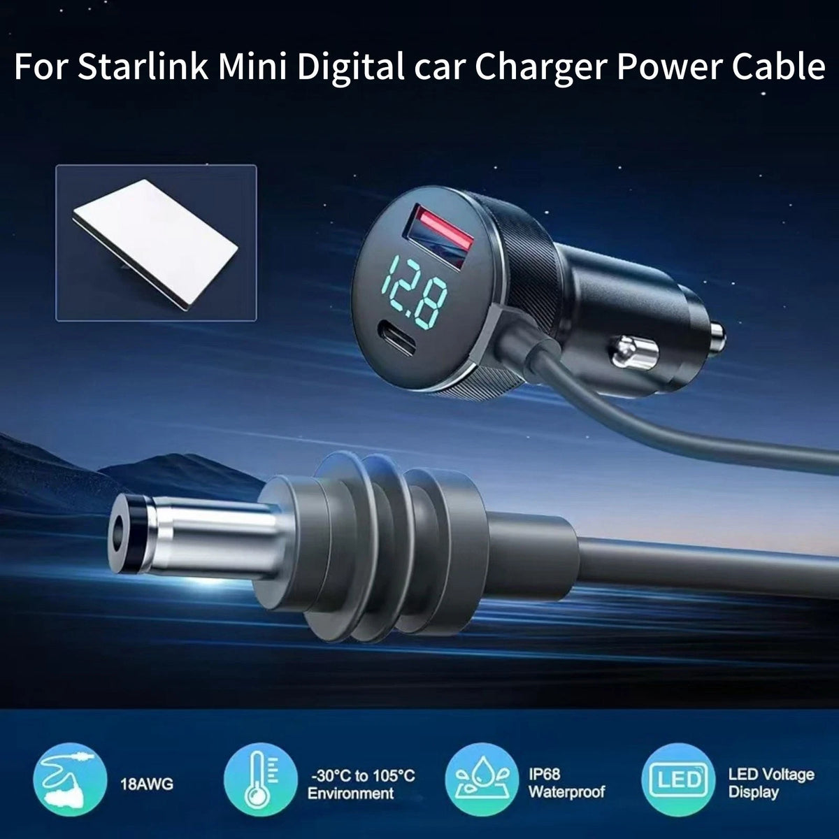 1PC High Quality Power Cable Cigarette Lighter Adapter For Starlink Mini Antenna