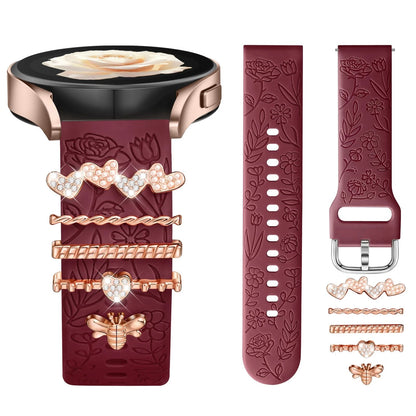 DaQin Flower Engraved Band Compatible with Samsung Galaxy 20mm, WineLove