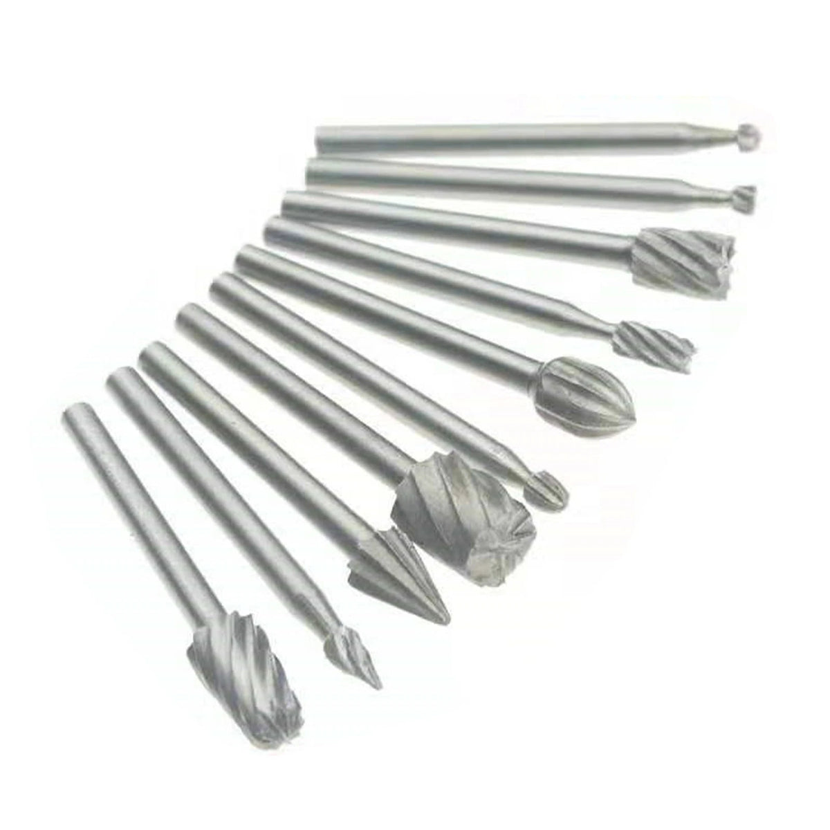 10Pack 1/8in Shank HSS Rotary Burr File Rasp Drill Bits For Wood Stone Carving