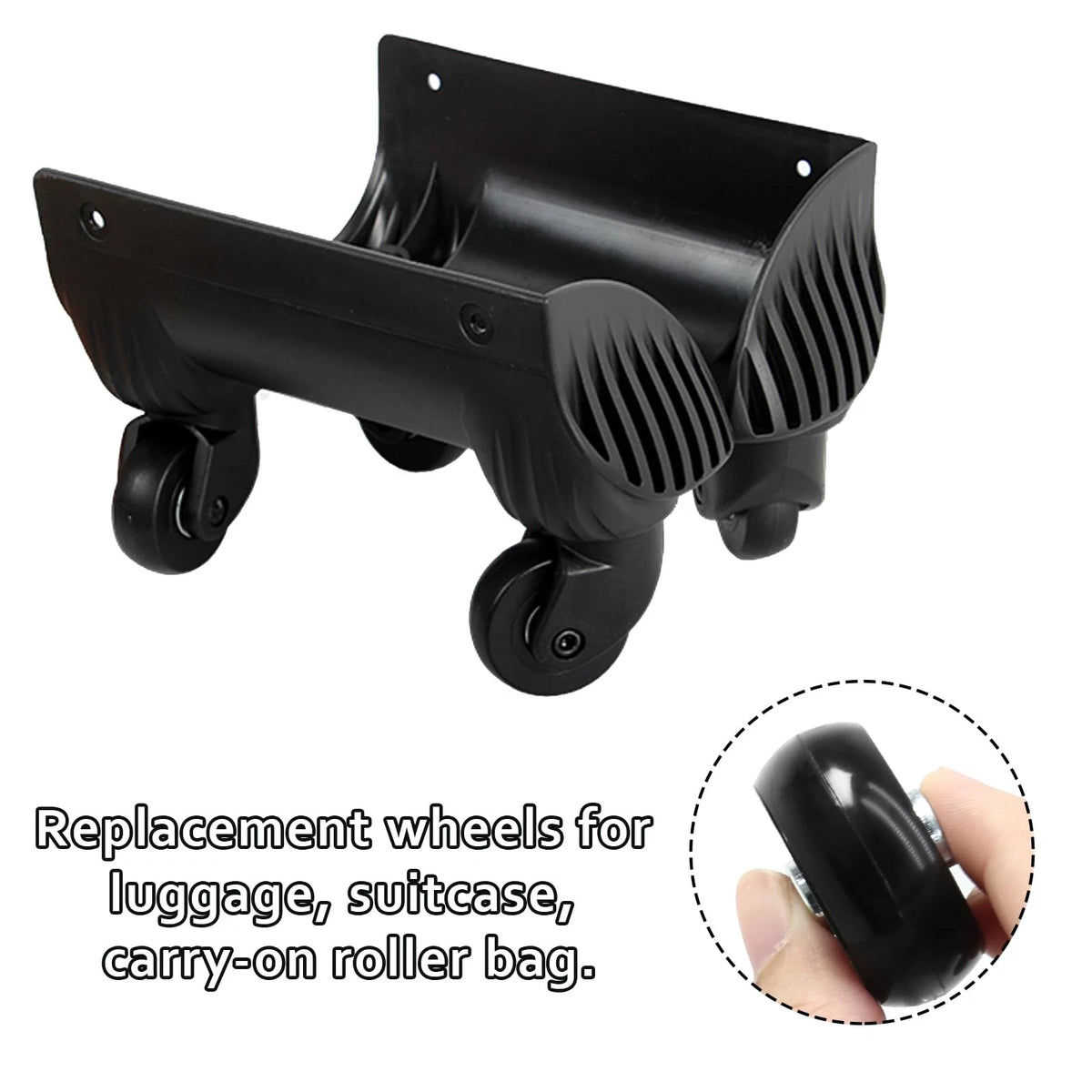 Suiwotin 2pcs 68 x 24mm Luggage Wheels, Black Rubber 68 x 24mm-2pcs,