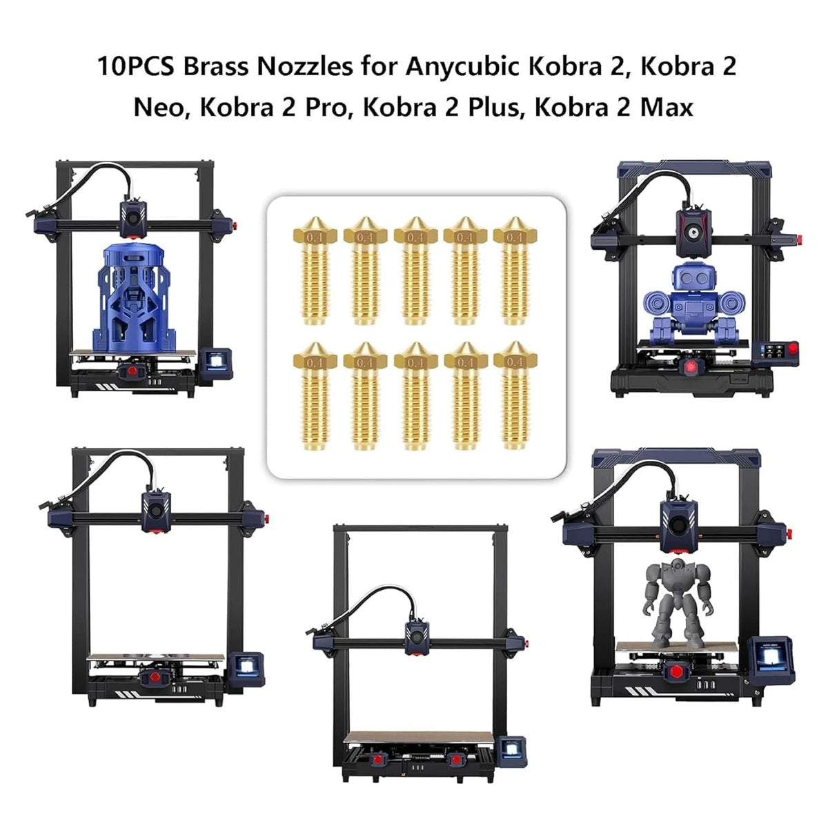 10PCS Brass Nozzles for Anycubic Kobra 2, 3D Printer Parts 0.4mm...