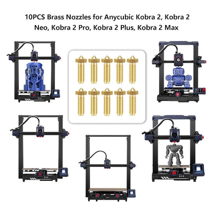 10PCS Brass Nozzles for Anycubic Kobra 2, 3D Printer Parts 0.4mm...